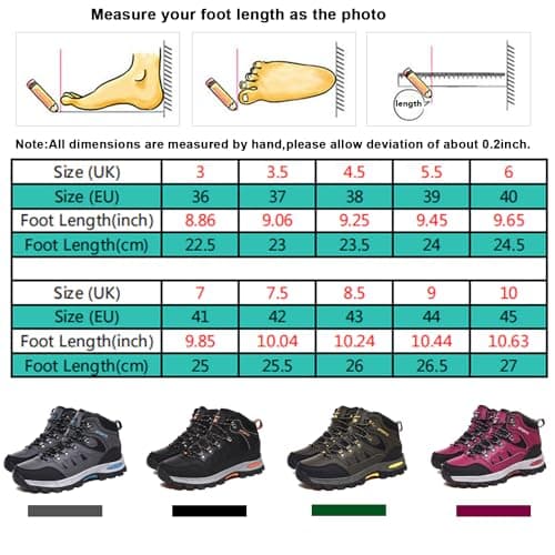 VTASQ Hiking Boots Mens Womens Waterproof Walking Shoes Trainers Outdoor Lightweight Camping Climbing Shoes Sneaker Rose red 3.5UK — view 6