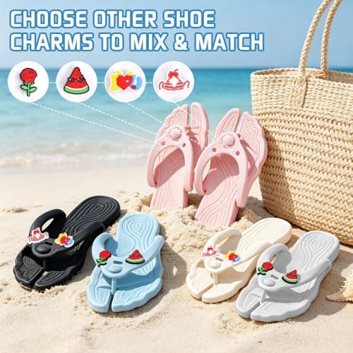 ZOORON Flip Flops for Women Men Travel Slippers Shower Shoes Foldable Bathroom Camp Beach Sandals Lightweight Non-Slip Quick Dry, With 4 Detachable Shoes Charm-1pack-sky Blue, 9-10 Women/7-8 Men — view 6