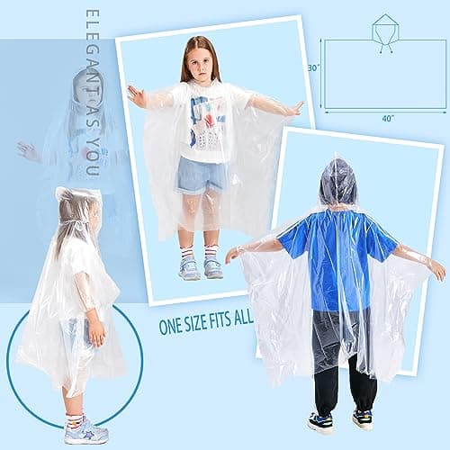 SWOGAA Disposable Rain Ponchos for Kids 6 Pack Extra Thick — view 3