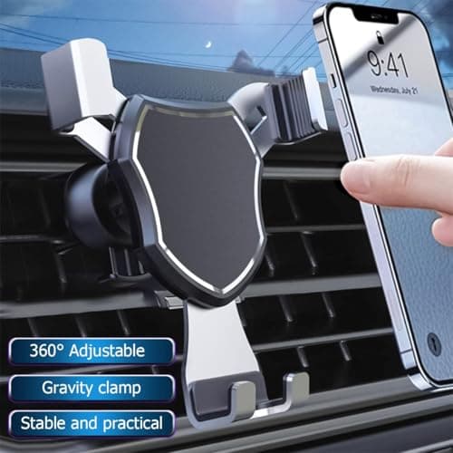 KANDUJIMU Car Phone Holder Mount, Air Vent Hands Free Clip Cradle Universal for Cellphone, Gravity Auto Lock and Thick Case Friendly, Compatible with iPhone 14 13 Pro Max S20 All Smartphones (Black) — view 2