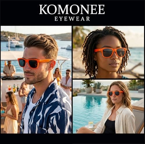Komonee Drifter Sunglasses UV400 Protection Neon Orange Classic Style Retro Sun Shades Eye Glasses Unisex For Men Women Cycling Sports Fishing Travel – Lightweight Frame Fashion Eyewear Outdoors — view 4
