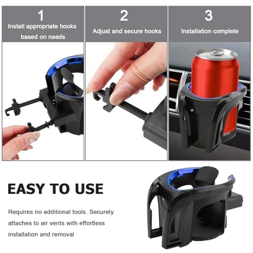 2PCS Car Cup Holder Mount, 2-in-1 Air Vent Drink Phone Holder Stand (Blue) — view 6