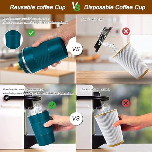 YINBAOGE Insulated Travel Coffee Mug, Spill & Leak Proof, Portable to Go Camping Stainless Steel Coffee Tumbler, Reusable Thermal Coffee Cup with Lid for Hot & Cold Drinks (Blue, 12 OZ) — view 5