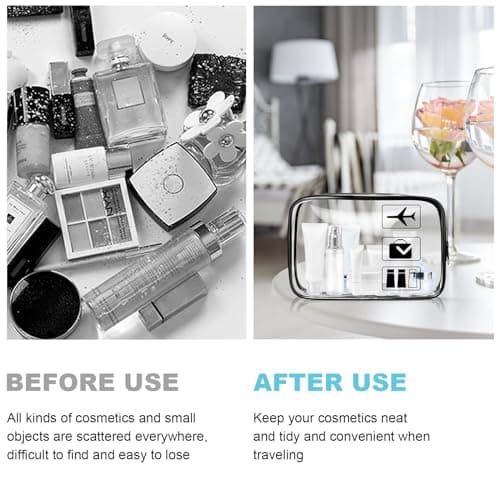 Aucuu Clear Toiletries Bag, 1Pack PVC Waterproof Toiletries Carry Pouch, TSA Approved Travel Toiletry Bag with Zipper, Portable Cosmetic Makeup Bags for Travel Business Trip-Black — view 5