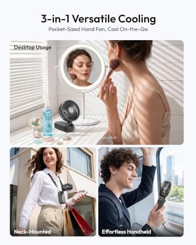 gaiatop Portable Handheld Fan Foldable, USB Rechargeable Small Hand Fan — view 5