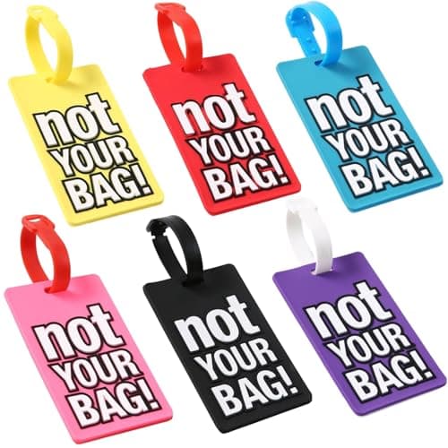 6 Pcs Luggage Tag with Name ID Card Colourful PVC Suitcase Tags