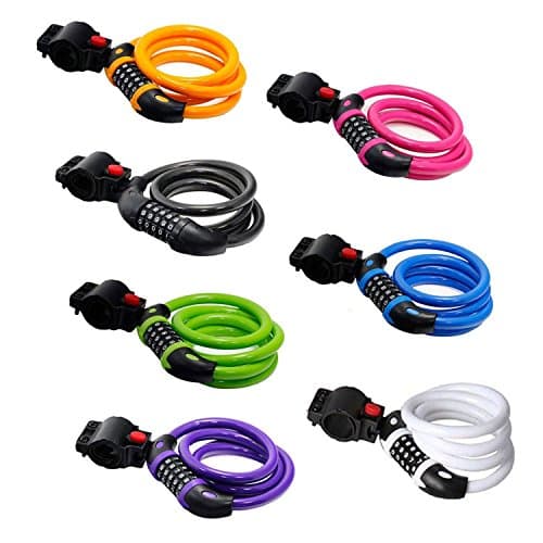 Bike Lock, GOFRIEND Bicycle Lock High Security 5 Digit Resettable Combination Coiling Cable Locks Best for Bicycle Outdoors, 1.2mx12mm (Blue)
