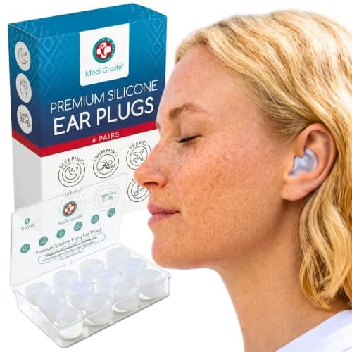 Medi Grade Silicone Ear Plugs for Sleeping, 6 Pairs, 27dB Noise Reduction