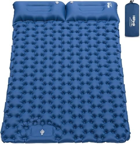 HiiPeak Double Camping Sleeping Pad - Ultralight Inflatable Sleeping Mat with Built-in Foot Pump, Durable Compact Waterproof Camping Air Mattress for Backpacking, Hiking, Tent Trap Traveling