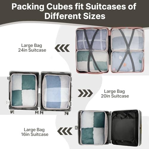 Large Packing Cubes 5 PCS, 40x30x12CM Suitcase Organiser Bags With Foldable 40x20x25 Carry On Travel Bag, Mesh Packing Cubes For Suitcases Travel Storage Set (Greige, 5 x L) — view 6