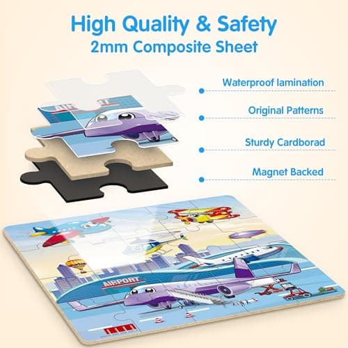 SYNARRY 20 Pieces Magnetic Jigsaw Puzzles for 3 4 5 Year Olds — view 3