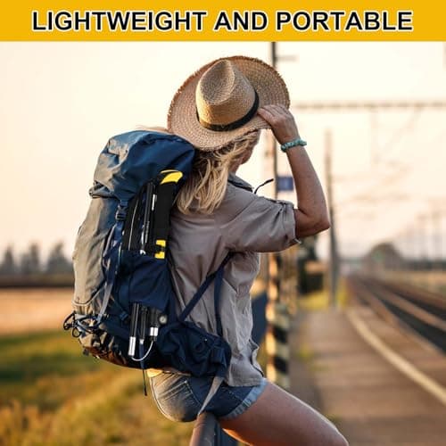 2 Pack Trekking Poles, Collapsible Walking Poles, Lightweight Hiking Sticks for Women Men, with Quick Lock System, Folding, Ultralight for Camping, Backpacking, Mountaining, 113-138cm (Yellow) — view 6