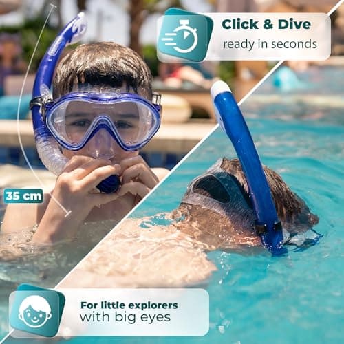 KIDVERSE Kids snorkel mask age 5 to 15 - Snorkel mask kids - Diving goggles with fabric or silicone strap - Snorkelmask set — view 4