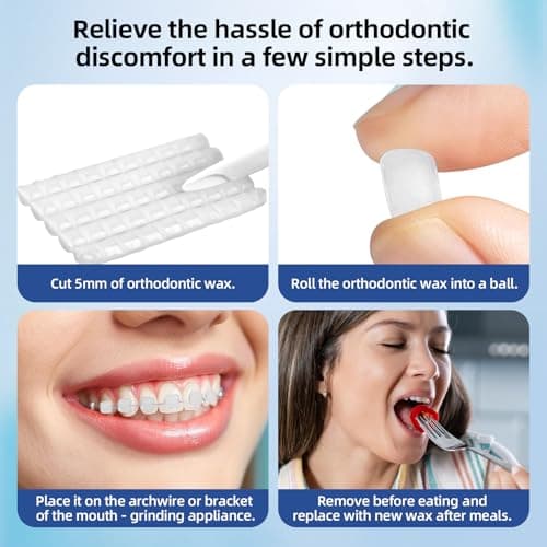 Orthodontic Wax for Braces,500-Count Pre-Sectioned Dental Wax Square — view 6