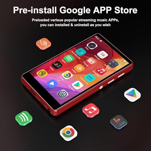 80GB MP3 Player with Bluetooth and WiFi-SWOFY 4" HD Full Touch Screen MP3 Player with Spotify, Amazon Music,YouTube,Libby,Android MP4 Music Player for Kids Red — view 4