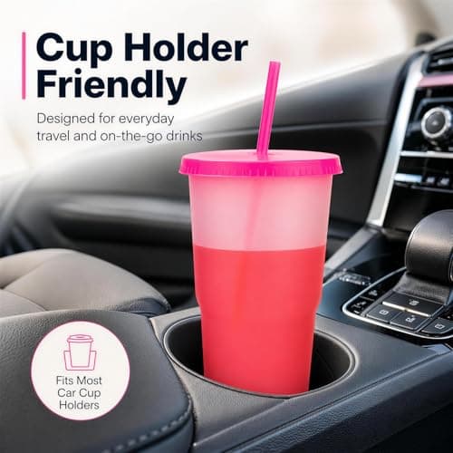 Alink 40 oz Plastic Cups with Lids and Straws, 3 Pack Color Changing Cups, Reusable BPA-Free Tumblers, Cold Drink Iced Coffee Cups for Party, Car, Travel, Women, Adults with 2 Cleaning Brush — view 5