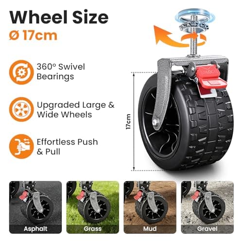 370L Festival Trolley on Wheels, Heavy Duty Folding Wagon, Portable Camping Cart Load up 550LB, Camping Trolley Foldable for Beach Outdoor Garden Shopping Fishing, Rear-Opening Design, Matte Black — view 6