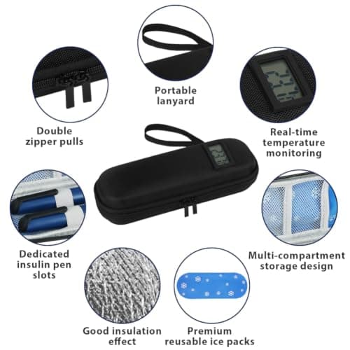 AOOWU Insulin Cooler Travel Case with Temperature Display, TSA Approved — view 4
