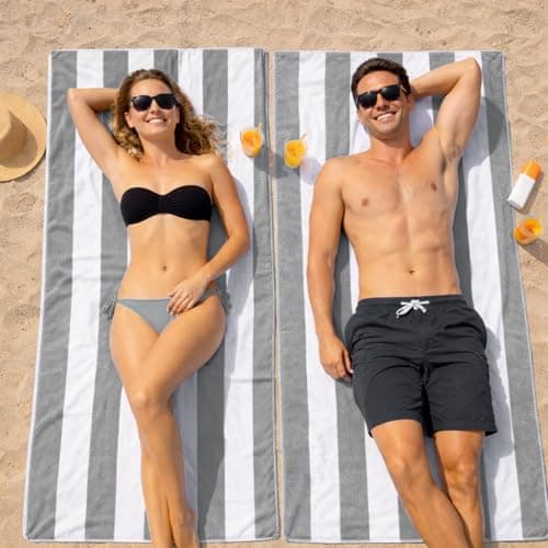 Adore Home Cabana Microfibre Beach Towels 2 Pack 80x160cm - Grey — view 3