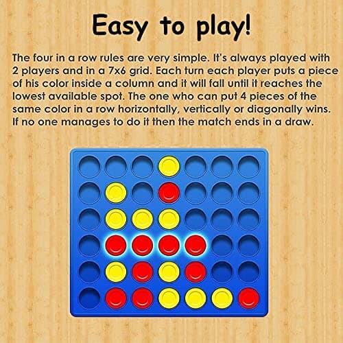 Travel Sized Classic 4 in a Row Game, 42 Counters, Mini Size Board Game for Kids, Match Four in a Line — view 5