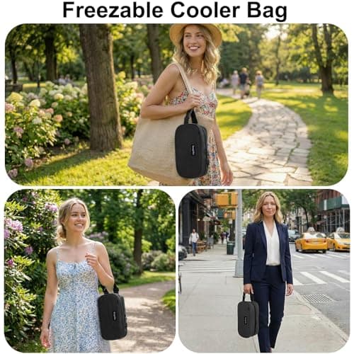 Saugnlbs Small Insulated Bag,Cool Bag Small,Mini Cool Bag,Freezable Lunch with 2 Ice Packs for Work School Travel,Freezable Snack Box for Adults,10“ x 4”x 5”Round,Black — view 5