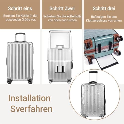 Xtrillogen 3 Pcs Thickened Transparent PVC Suitcase Cover Set,Waterproof,Dustproof and Scratch-Resistant Luggage Cover for Suitcases,Fits Hand Luggage and Wheeled Suit Case,Perfect for Travel — view 4