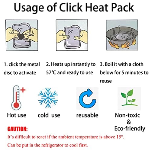 Reusable Pocket Hand Warmers, Click Activated Instant Heat Packs, Snap It Hot/Cold Gel Heating Pad for Pain Relief, Sore Muscles, Stiffness, Aches, Instant Hot Pad, Hot Compress (Middle Orange 5PCS) — view 5