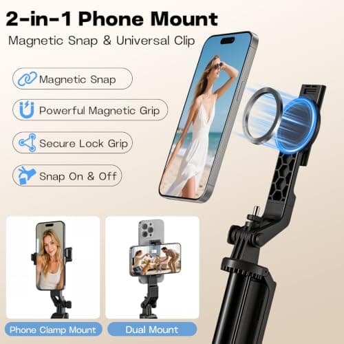 Magnetic Phone Tripod Vlogging Kit for iPhone/Android,180cm Selfie Stick — view 3