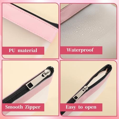SULIKJHUI 4 Pcs Small Clear Makeup Bag for Purse, 4.9x4.5 Inch Mini Zipper Pouch with Leather Trim, Frosted Cosmetic Bag for Handbag, Backpack, Travel & Daily Use (Multicolor) — view 3