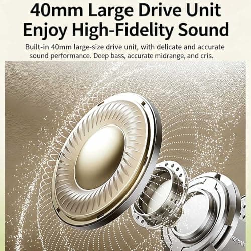 DOCANIO ANC Active Noise Cancelling Headphones, Over-Ear Bluetooth Headphones with 40mm Drivers, 42H Playtime, Foldable Design for Work, Travel, Home beige — view 5