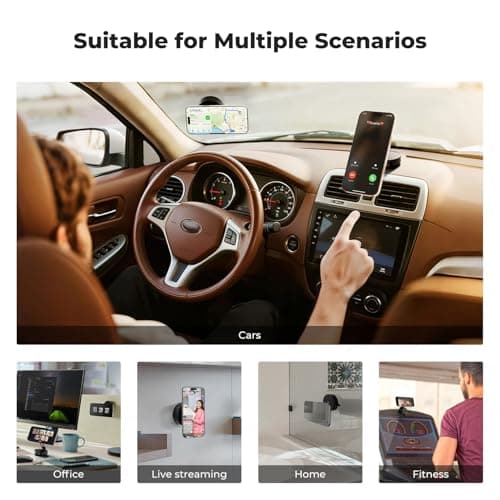 K&F CONCEPT Magnetic Phone Holder for Car, Suction Phone Mount, Black — view 5
