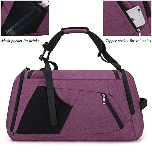 42L Waterproof Gym Bag with Shoes Compartment, Weekend Bag with Wet Pocket — view 4