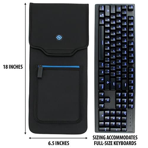 ENHANCE Keyboard Sleeve Travel Case for Full-Size Mechanical and Standard Gaming Keyboards up to 18 Inches with Rugged Neoprene Construction, Zipper Mouse Storage and Cable Storage Pouch — view 2