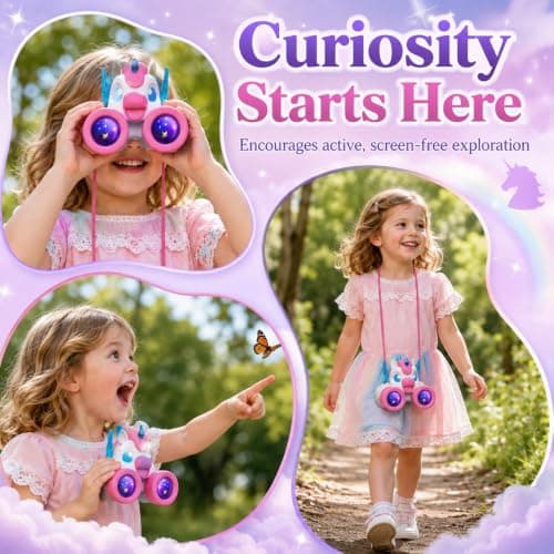 Unicorn Binoculars Kids with Bird Watching Guide, Unicorn Gifts for Girls Age 3-9, Kids Outdoor Garden Toys for 3 4 5 6 7 Year Old Girls, Birthday Present for Girl Explorer Toy for Nature Exploration — view 4