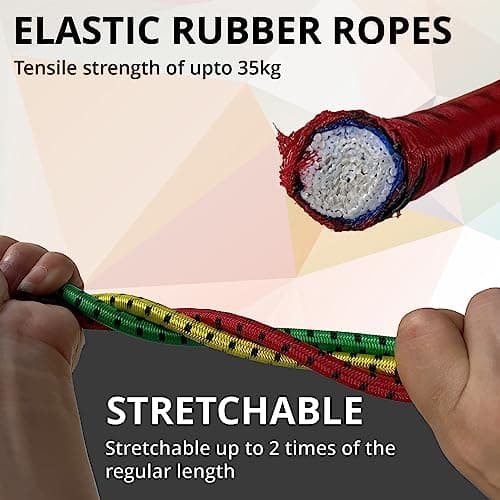 ANSIO Bungee Cords with Hooks, UV-Resistant Bungee Straps, 12 Pack Assorted — view 3