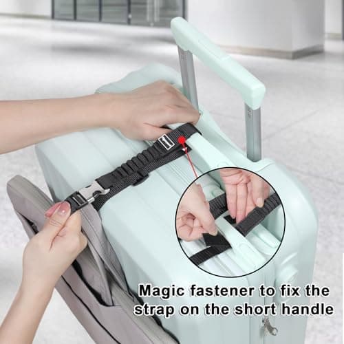 Vigorport Luggage Straps, Metal Luggage Connector Straps for Suitcases, Stretchable Add A Bag Adjustable Attachment Accessories Belts (Black, Small) — view 5