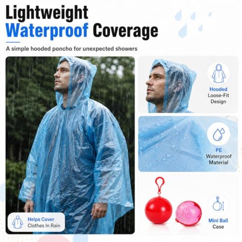 Mini Ball Shape Disposable Raincoat,Pocket-Size Hooded Poncho，Blue：10 — view 4