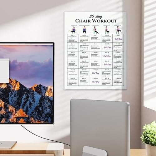 Seated Exercise Poster Set for Seniors | 30-Day Chair Yoga & Workout Plan for Adults, Elderly, Physical & Mobility | No-Equipment Home, Office, Travel Fitness Chart — view 2