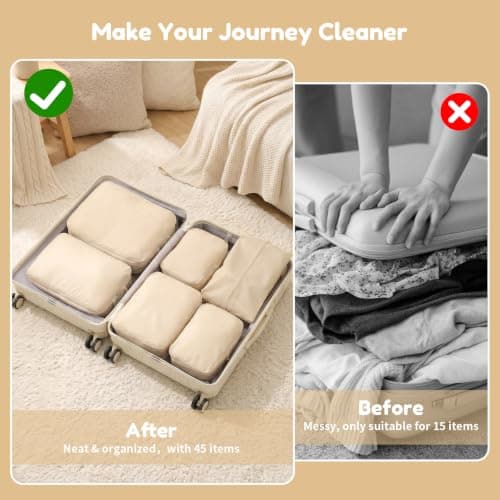 Large Packing Cubes for Suitcases,6 Set Compression Packing Cubes,Combined — view 5