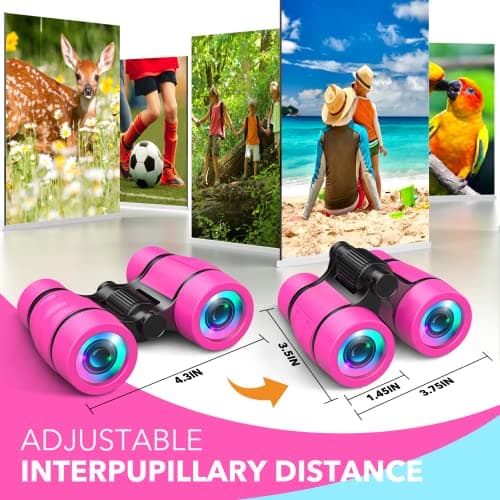 Girls Toys Age 3-9, Binoculars Kids Gifts for Girls Toys 3-9 Year Old Boy Girls Birthday Presents 3-7 Year Old Girl Gifts Educational Learning/Hunting Hiking/Birthday Pink — view 6