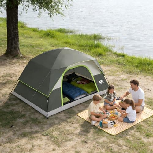 CAMPROS CP Large Family Tent for 6 People, Spacious Waterproof Camping Tent with 182 cm Standing Height, Easy Setup Dome Tent with Separate Living Space & Mesh Ventilation for Family Camping Holiday — view 4