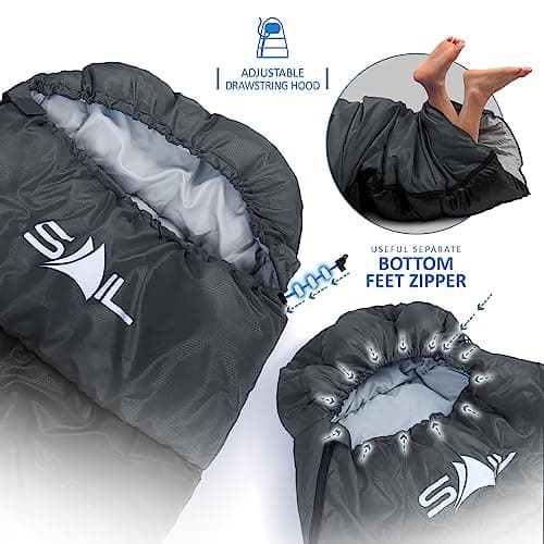 SAIL Extra Wide Sleeping Bag XXL for Big Tall Adults, 230x100 cm, Black — view 3