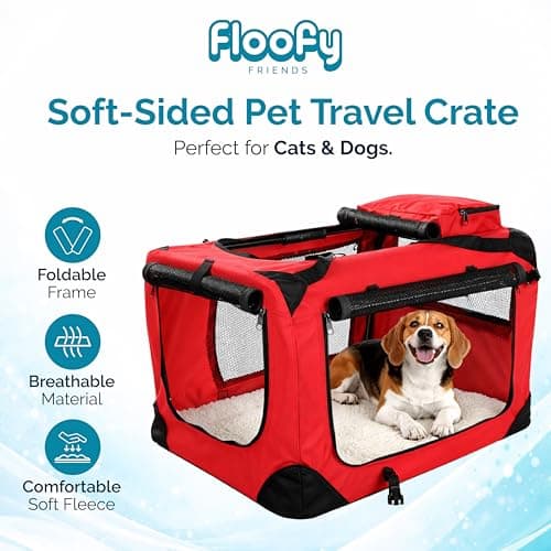 MOOL Lightweight Fabric Pet Carrier Crate for Dogs, Cats or Small Animals, Red — view 2