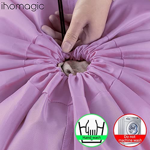 IHOMAGIC Extra Large Laundry Bag with Drawstring, Jumbo Size Washing Bag - Foldable Clothes Bag, Smile Durable Fabric Polyester Storage Bag for College Dorm Hotel Gym 61x92cm Purple — view 3