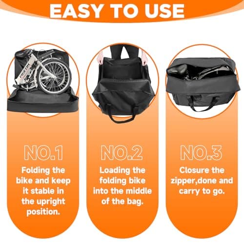 Folding Bike Travel Bag Waterproof,20inch Portable Folding Cycling Bags，Multifunctional Bicycle Carrying Transport Case with Strong Webbing for Airplane Car Shipping,Bike Accessories with Handleba Bag — view 6