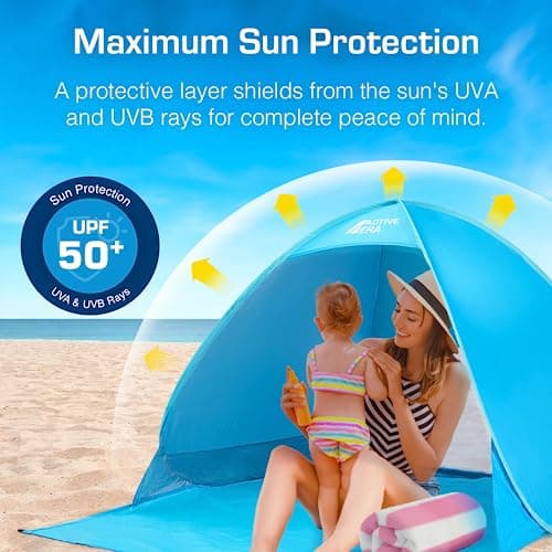 Active Era® Pop Up Beach Tent 1-2 Persons - Rated UPF 50+ for UV Sun Protection for Babies & Small Children - Lightweight, Portable & Easy Set Up Outdoor Tent - Shade for Baby, Adults, Kids & Pets — view 2