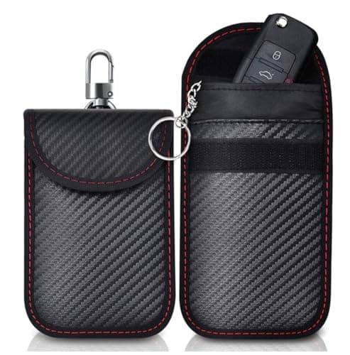 Faraday Pouch for Car Keys, Signal Blocking Case with RFID and Keyless Entry Protection, Carbon Fibre Style Key Fob Bag, Anti-Theft Security Holder to Help Prevent Relay Attacks from Wifi Bluetooth — view 3