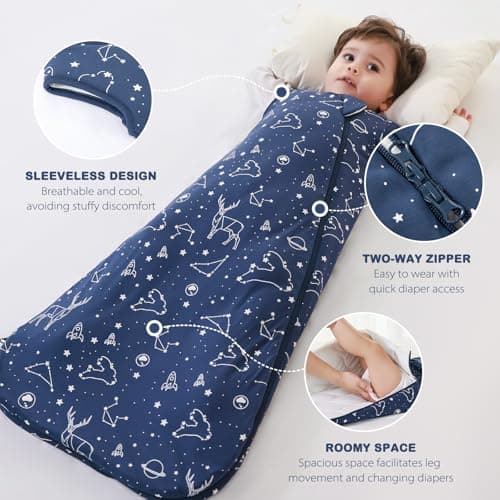Mosebears Baby Sleeping Bag 2.5 Tog,bamboo Wniter Sleeping Bag Toddler Wearable Blanket for Infant Toddler,Super soft and warm(18-36 months) — view 5