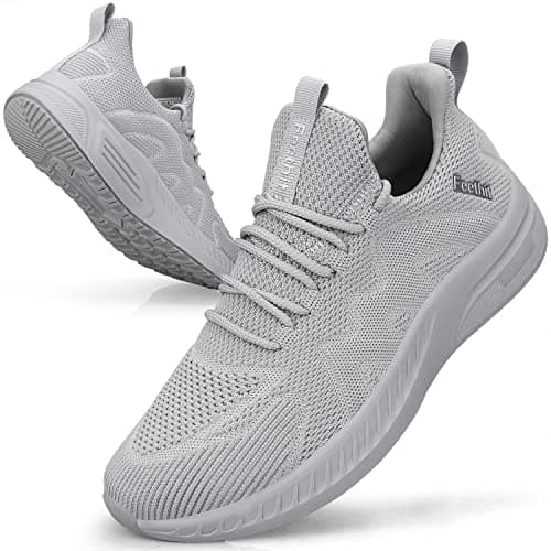 Feethit Trainers Mens Mesh Walking Sneakers Lightweight Casual Gym Grey 9.5