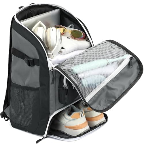 TAIHOYIN Gym Backpack for Men Women with Shoes Compartment & Wet Pocket 30L Travel Laptop Rucksack Waterproof Casual Daypacks Sports Duffel Bag for Swimming Yoga, Grey — view 3